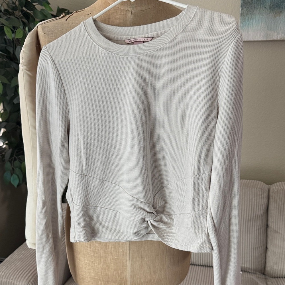 Victoria's Secret Cream Twist Front Long Sleeve Top